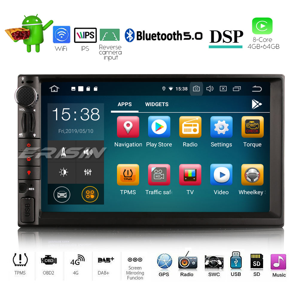 Erisin ES8049U 8-Core Double Din universal Android 9.0 Car Stereo Radio ...